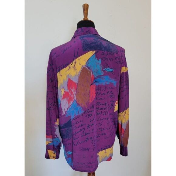 Vintage 1980's Loubella California Silky Abstract Blouse - Picture 2 of 9